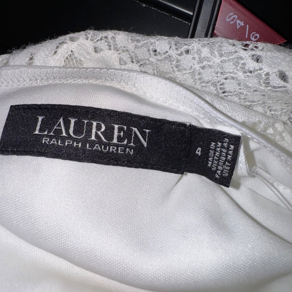 NWT Lauren Ralph Lauren Black Label 4 White Lace Sheath Dress Elegant old money - Picture 4 of 5